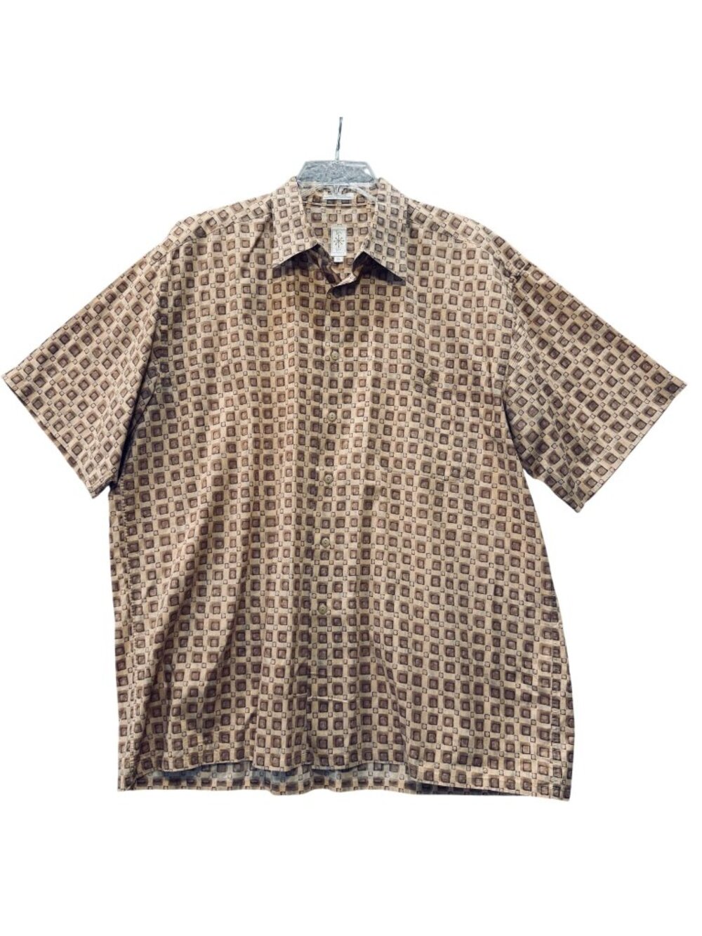 Vintage Burma Bibas 60s Single Lawn Retro XL Shirt SS Geometric Cotton Hong Kong